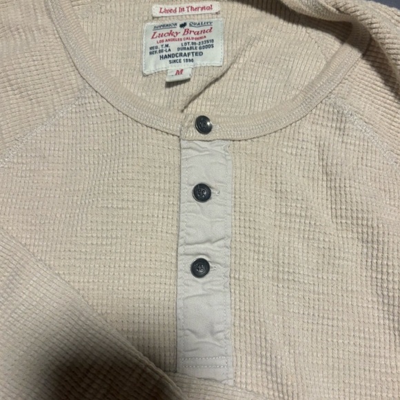 Vintage Lucky Brand Cream Long Sleeve Henley - Picture 2 of 3